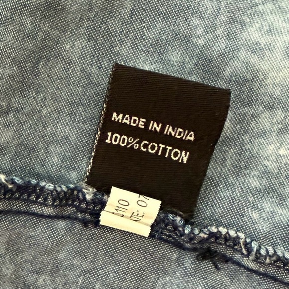 Thrill Jeans Distressed Denim Shirt Tunic Blue Acid Wash Size 1X - Picture 5 of 8